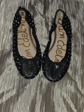 Sam Edelman Black Studded Ballet Flats with Bow